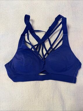 Strappy Wireless Sports Bra - Deep Blue